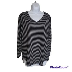 Chic Striped Long Sleeve Tunic Tee - Size S